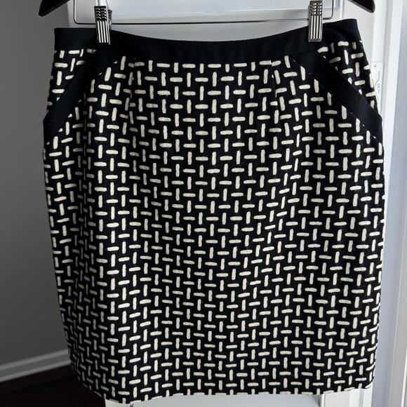 Vintage TALBOTS Skirt Womens 14 Black Cream 100% Wool Pockets Pencil Career - Picture 4 of 8